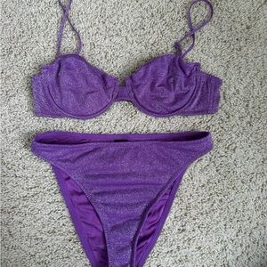 triangl swimwear Purple Glitter Bikini Set
